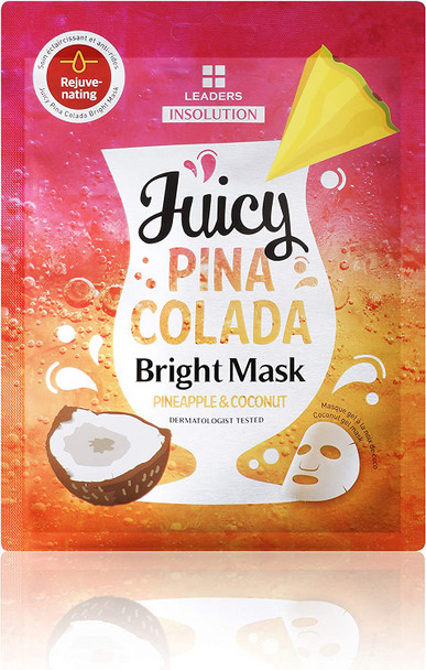 Korean Face Masks Skin Care, Skin Brightening for Dull Skin, Uneven Skin Tone, Juicy Pina Colada Bright Facial Sheet Masks for Women Men by Leaders Insolution (10-Pack)