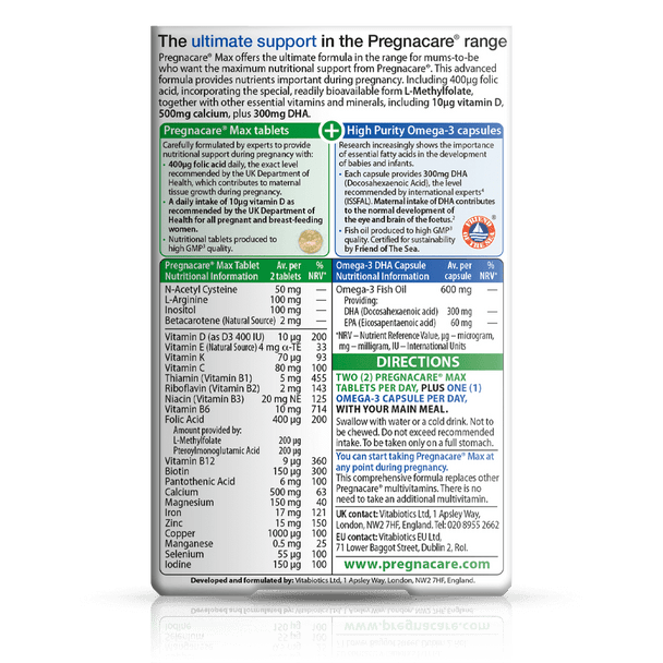 Vitabiotics Pregnacare Max Plus Omega 3  (84 Capsules)