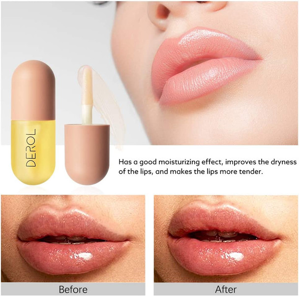 KYDA 2 Pcs Natural Lip Plumper, Plant Extracts Lip Gloss Lip Plumping Balm for Fuller Lips & Hydrated Beauty Lips, Moisturizing Clear Lip Enhancer