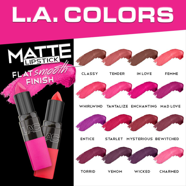 L.A. Colors Matte Lipstick, Entice, 0.04 Oz