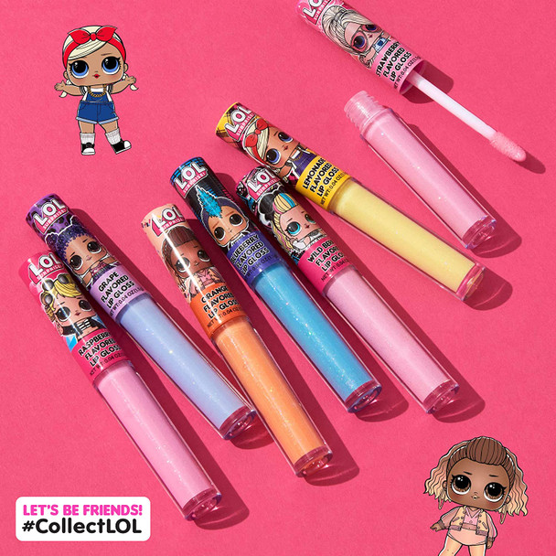 L.O.L SURPRISE Lolp 7 Flavored Lip Gloss Wands, Pink