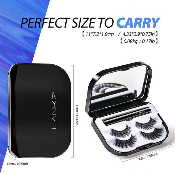 LANKIZ Magnetic Eyelash Case, Mini Magnetic Eyelashes With Eyeliner Kit, Portable False Eyelash Storage Case With Makeup Mirror, Eyelash Case Holder, Travel Lash Case Container