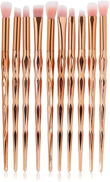 LHEI 10 Pcs Rose Gold Makeup Brush Set Professional Eye Makeup Brushes For Eyeshadow Concealer Eyeliner Brow Blending Brush Tool (Rose Gold, Promotion)