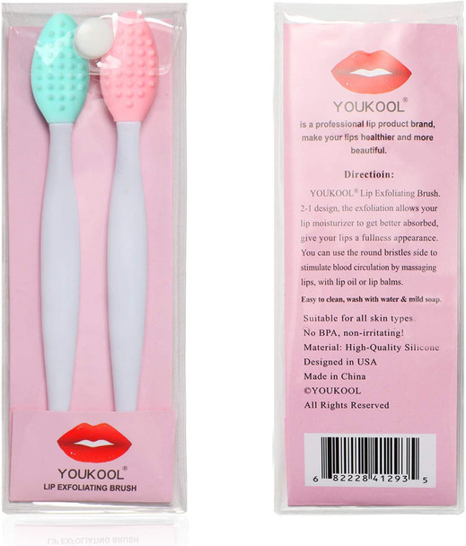 Lip Brush Tool,Double-Sided Silicone Exfoliating Lip Brush (2PCS)