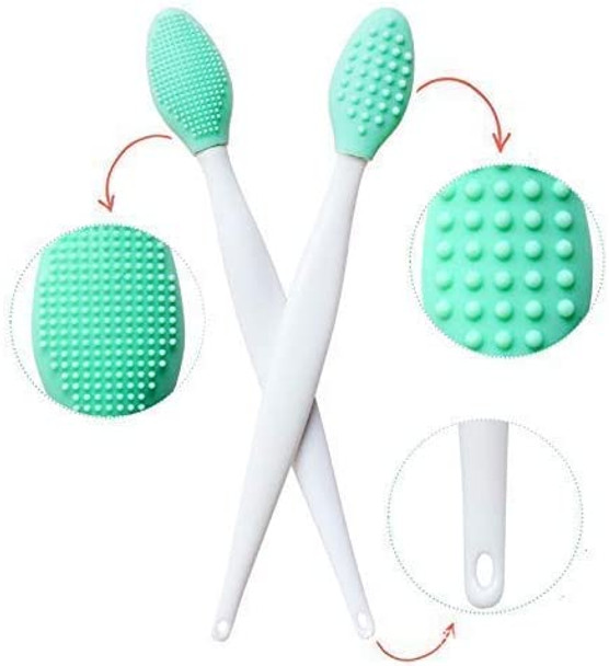 Lip Brush Tool,Double-Sided Silicone Exfoliating Lip Brush (2PCS)