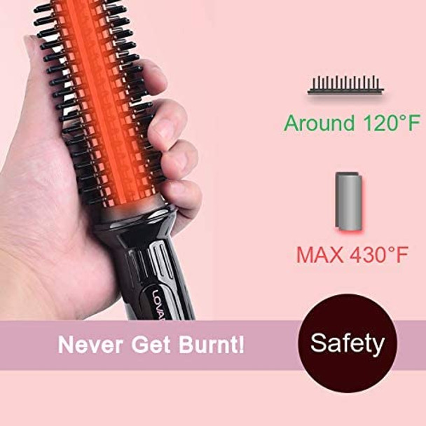 LOVANI Curling Iron Brush,Hot Hair Curling Wand with 1 Inch Ceramic Ionic Barrel,Dual Voltage Instant Heat Up Travel Hair Curler