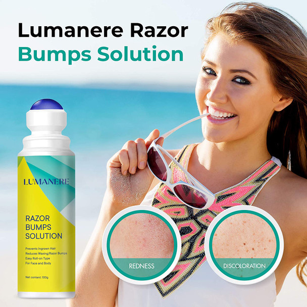 Lumanere Razor Bumps Solution for Ingrown Hair, Hair Inhibitor After Shave Serum, Roll-on for Bikini Area, Legs and Underarm Area for Men and Women