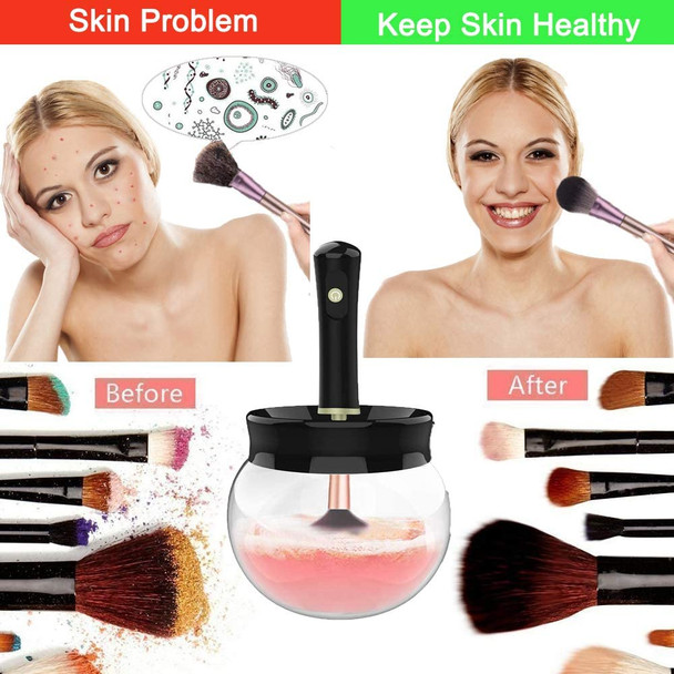 Makeup Brush Cleaner Dryer Super-Fast Electric Brush Cleaner Machine Automatic Brush Cleaner Spinner Makeup Brush Cleaner Tools (Black)