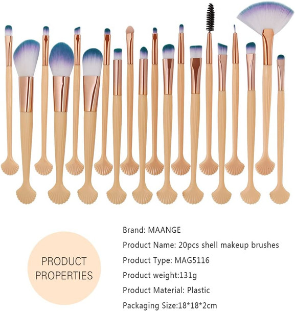 Makeup Brush Set, Professional Shell Brush Kit Powder Foundation Concealer Eyeshadow Cosmetic Brush Beauty Tool(Pink+Gold)