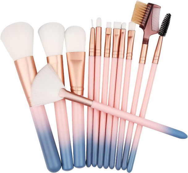 Makeup Brush Sets - 12 Pcs Makeup Brushes for Foundation Eyeshadow Eyebrow Eyeliner Blush Powder Concealer Contour (Pink)