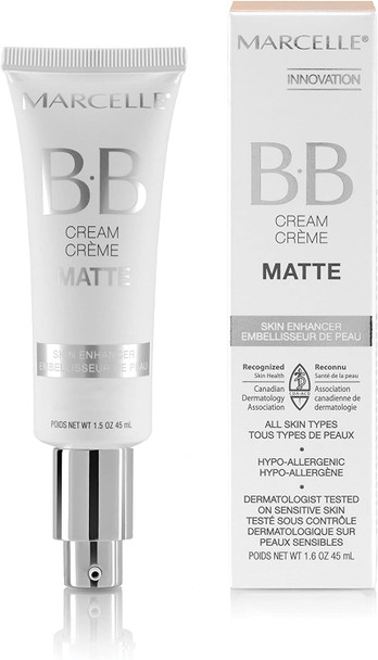 Marcelle BB Cream Matte, Medium to Dark, Hypoallergenic and Fragrance-Free, 45 mL