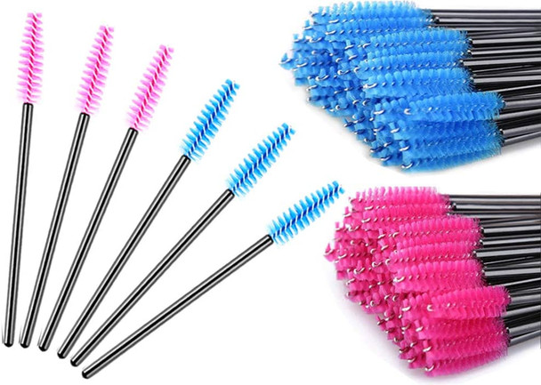 Mascara Brush 200 Pcs,ArRord Disposable Eyelash Eyebrow Brushes Mascara Wands Applicator Eye Makeup Tool Pink Blue