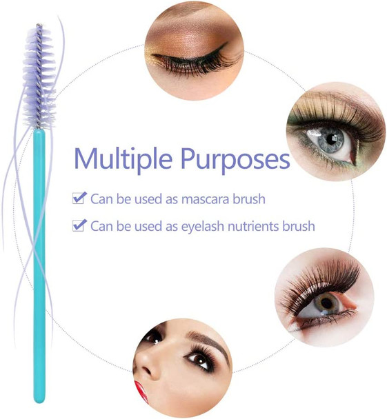 Mascara Wands, 300 Pack Disposable Lash Brushes for Eyelash Extensions Makeup Brush Bulk Tool Set, Blue/Light Purple