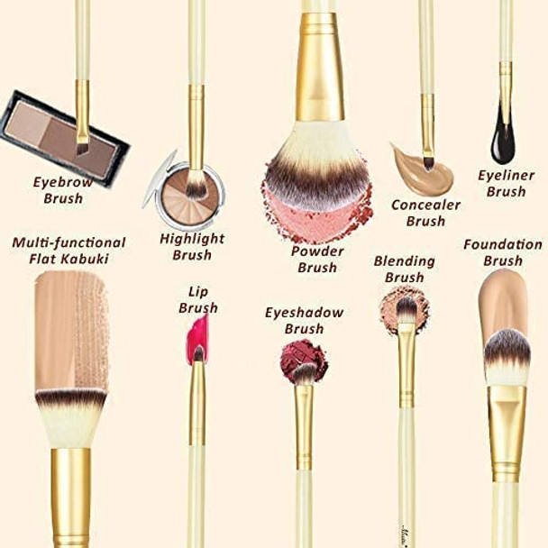 Matto Makeup Brushes Professional 10-Piece Golden Makeup Brush Set with Brush Holder