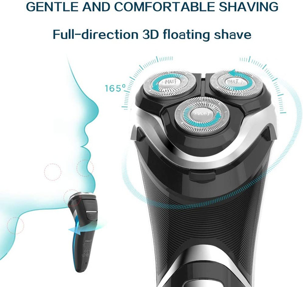Men's Electric Razor MAX-T Quick Rechargeable Rotary Shaver with LCD Display Pop Up Trimmer IPX7 100% Waterproof Wet & Dry Electric Shaver