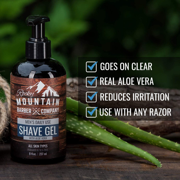 Men's Shave Gel - Clear Shaving Gel So You Can See Where You Are Shaving - For All Skin Types - Use with all Razor Types- 8oz