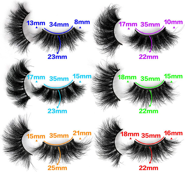 Mink Eyelashes 6D Dramatic Long Wispy Fluffy Mink Lashes Faux 6 Styles Mixed Luxury High Volume Thick False Eyelashes Soft Handmade Reusable Lashes Pack