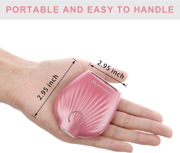 Miserwe Hair Removal Mini IP4X Waterproof Rechargeable Cordless Lady Shaver Wet and Dry Electric Shaver and Bikini Trimmer for Arm Underarm Bikini Line and Legs Hair Remover