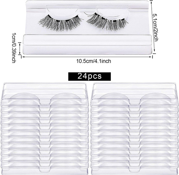 MWOOT 24 Piece Plastic Eyelash Trays Kit,Transparent Rectangle Lash Trays Holder,Empty False Eyelash Care Storage Case Box Container Holder For False Eyelash Care Makeup Tools