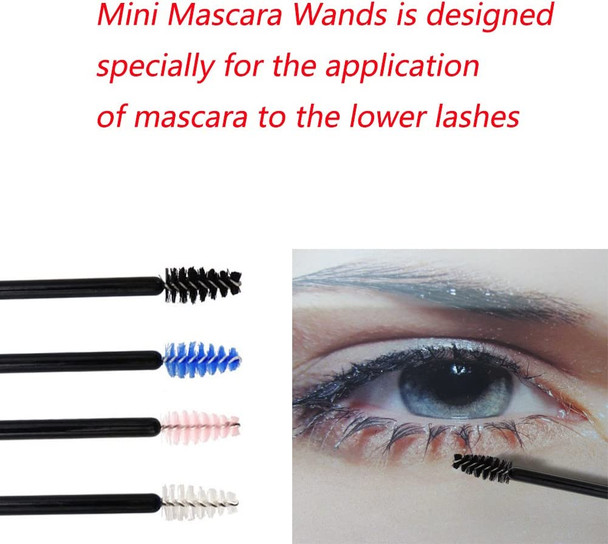 MyAoKuE-UP Upgrade Mini Mascara Wands Disposable Eyelash Brushes for Extensions Eye Brow Brush Makeup Tool Bulk 200 Pack Set 4 Colors