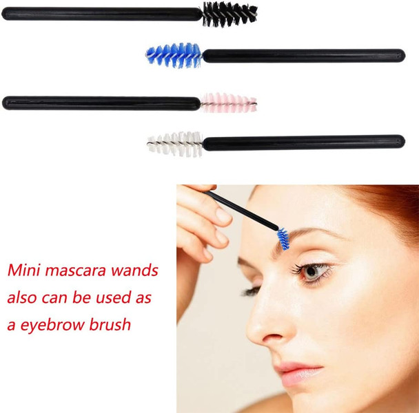 MyAoKuE-UP Upgrade Mini Mascara Wands Disposable Eyelash Brushes for Extensions Eye Brow Brush Makeup Tool Bulk 200 Pack Set 4 Colors