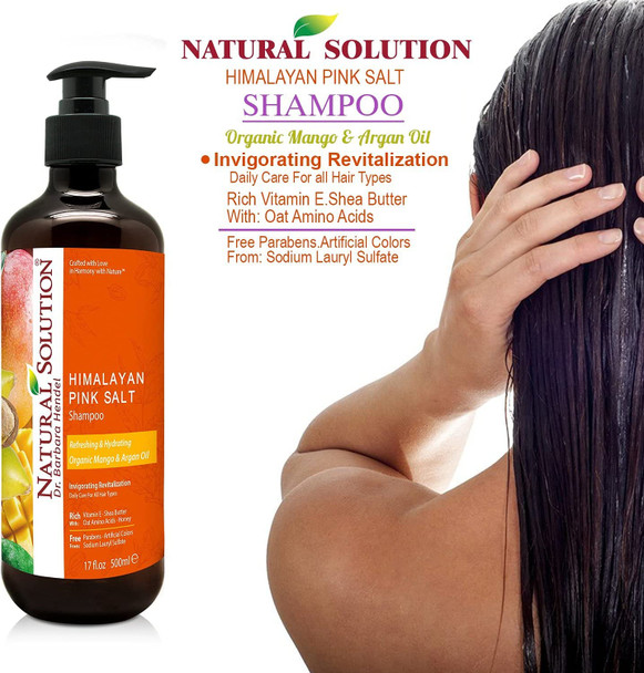 Natural Solution Organic Mango & Argan Oil Shampoo with Pink Salt,Refreshing & Hydrating Shampoo For All Skin Types - 500 Ml Each (6 Pack)