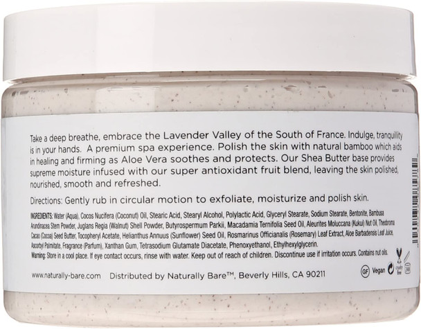 Naturally Bare Lavender Bamboo Shea Body Scrub 12 Fluid Ounces