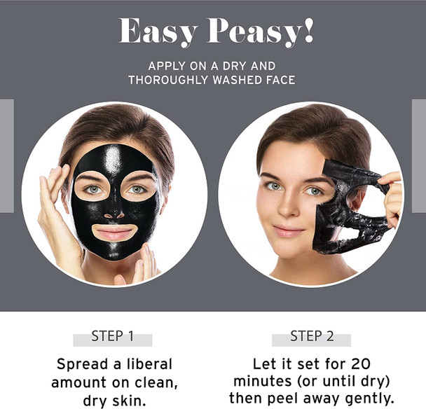 No B.S. Charcoal Peel Off Face Mask - Deep Cleaning Blackhead Remover Mask - Painless Activated Charcoal Clay Face Mask