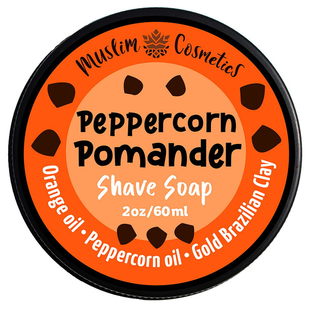 Peppercorn Pomander Shave soap - Orange base scent - Mens Natural solid shaving cream - Moisturizing/vegan/Shaving soap // Made in Canada - Muslim Cosmetics - Peppercorn Pomander 2oz