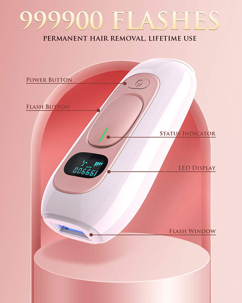 Permanent Hair Removal for Women Men,Upgraded 999,900 Flashes Painless Hair Remover Device for Facial Bikini Body At-Home Use