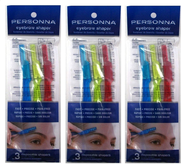 Personna Eyebrow Shaper for Men and Women - Value Pack 3 Count 9 Total by Personna