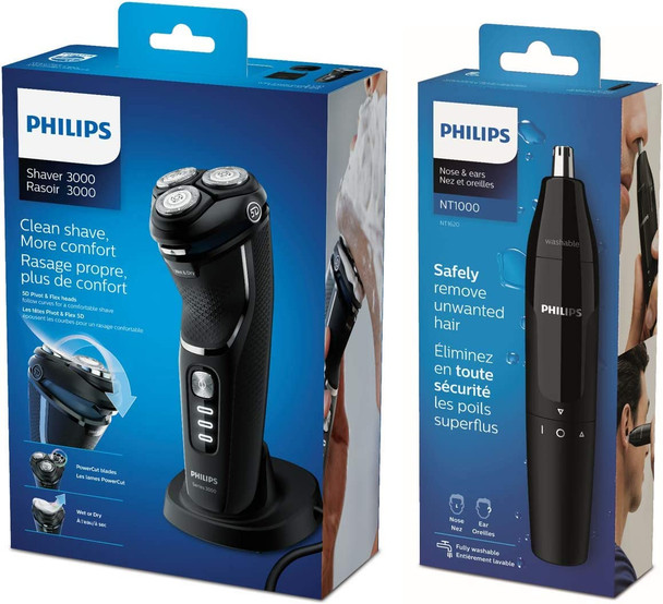 Philips Series 3000 Shaver & Nose Trimmer Series 1000 Value Pack, S3332AMZ ( Exclusive)
