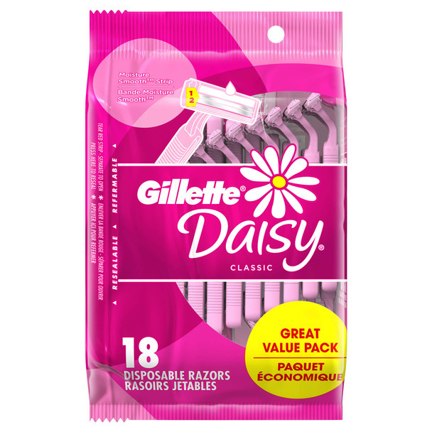 Gillette Daisy Womens Disposable Razor, Dermaplaning Tool, Multipurpose Hair Remover, 18 Count