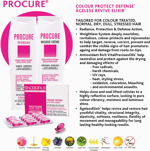 PROCURE Prowash (Shampoo for Color Treated Hair) Colour Protect Defense | Color Care Shampoo for Colour Treated Hair, Normal, Dry, Dull Hair | Phyto-Vegan Color Safe Shampoo | Sulfate Free shampoo