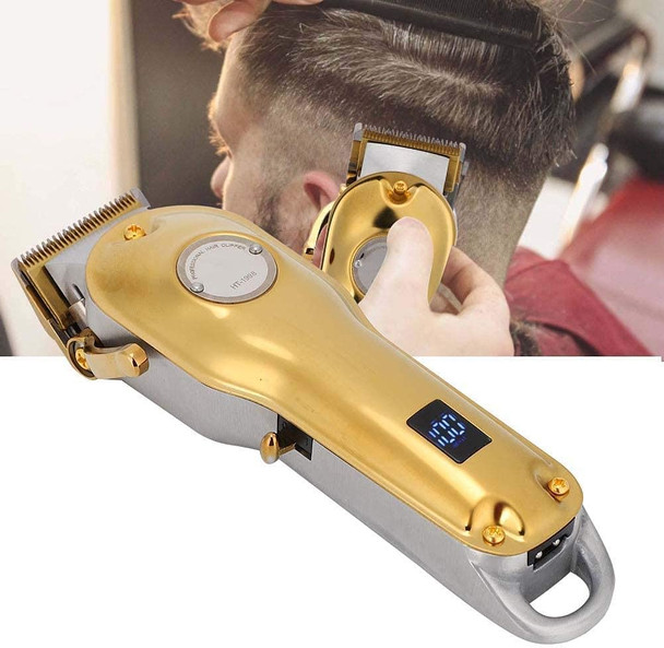 Professional Electric Hair Clipper Beard Trimmer Hair Cutting Machine Grooming Kit US Plug 100-240V (Gold)