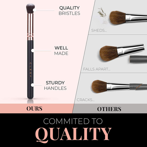 Professional Eyeshadow Brush Set  for Eye shadow, Eyebrow, Eyeliner, Blending  with Premium Wooden Handles & Travel Make up Bag - Vegan & Cruelty Free, Designed in The USA. (Eyeshadow Brush Set)