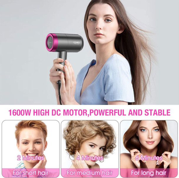 Professional Ionic Salon Hair Dryer, Powerful 1600 watt Ceramic Tourmaline Blow Dryer, Pro Ion Quiet Hairdryer For Home Use And Travel,With Concentrator Nozzle And Diffuser Attachment