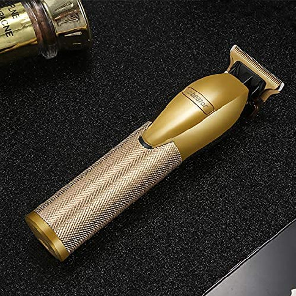 Professional Rechargeable Hair Trimmer Portable Shaver Pro Gold Skeleton Stainless Steel All Metal Housing Outlining Cordless T-blade Hair Clipper Trimmer Shaving for Men Kids Baby Stylists Barbershop