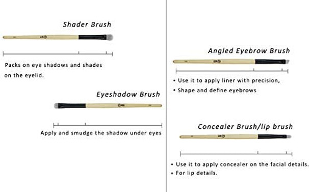 RANCAI Eyeshadow Makeup Brush Set, Professional Precision Eyeliner Blending Eye Brushes Set for Makeup, Soft Bristles with Travel Pouch, Set of 4