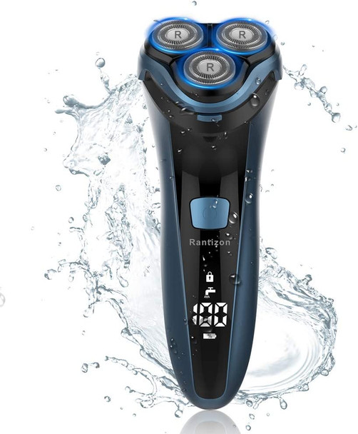 Rantizon Electric Razor Men - Wet and Dry Rechargeable Mens Electric Shaver with Pop-up Trimmer Cordless IPX7 Waterproof, 100-240V Worldwide Universal Shaver for Men with LCD Display & Travel Lock