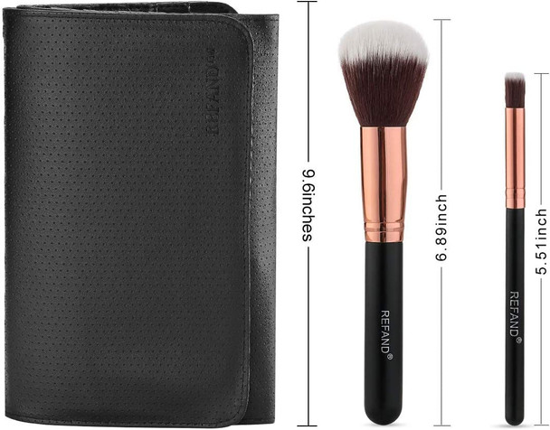 Refand Makeup Brushes Premium Makeup Brush Set Professional Makeup Kit with Pu Leather Storage Bag Rose Gold Black 18 pcs