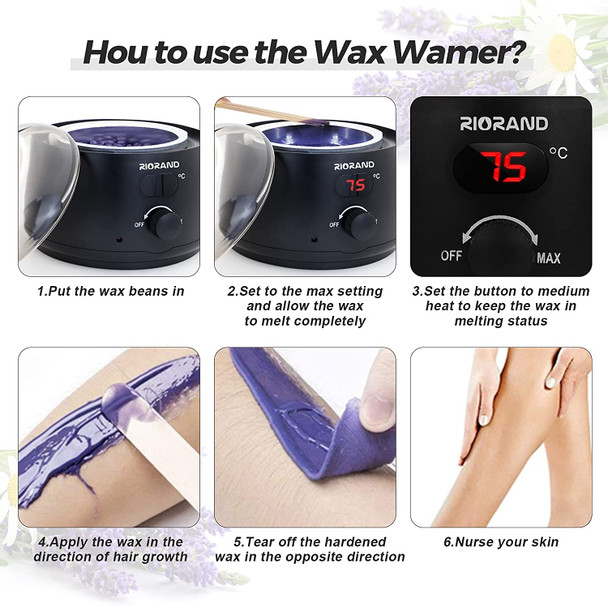 RioRand Wax Warmer Hot Wax Heater Hand Wax Hair Removal Machine With LED Display (Only Wax Warmer) (Black)