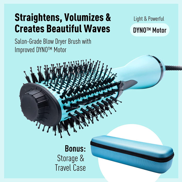 Round Blow Dryer Brush with Case | Ultra Lightweight Hair Dryer Brush Straightens, Volumizes & Creates Loose Waves | Lightweight Hot Air Brush | Blowout Brush Hair Dryer and Volumizer by SKYPRO