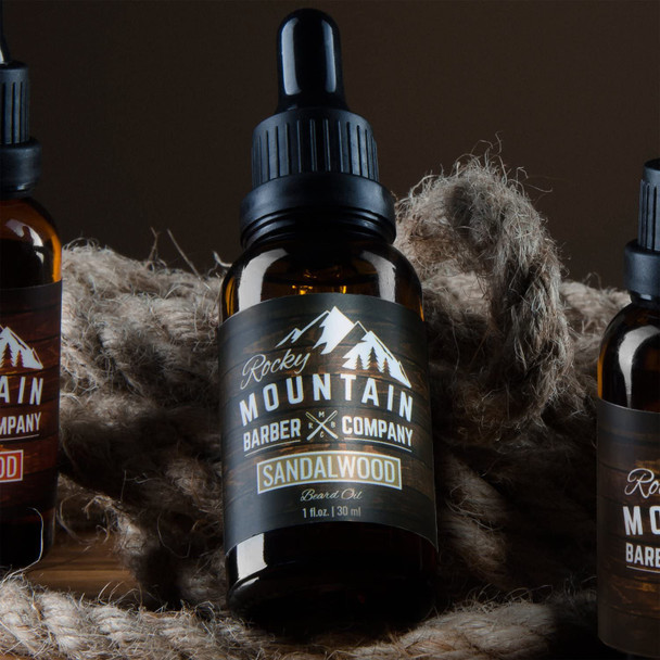 Sandalwood Beard Oil & Leave-in Conditioner - Canadian Made - Cold-Pressed Blend with Sandalwood Scent, Jojoba, Grapeseed, Argan, Coconut Oil