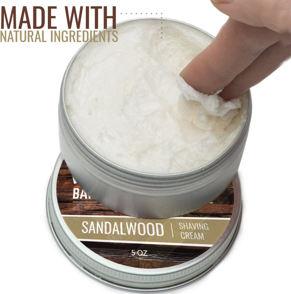 Shaving Cream for Men - Canadian Made With Sandalwood Essential Oil - Hydrating, Rich & Thick Lather for All Skin Types by Rocky Mountain Barber Company - 5 Ounce Tin