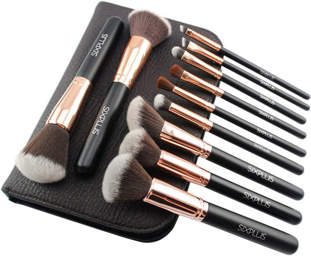 SIXPLUS 11Pcs Royal Golden Makeup Brushes Professional Makeup Brush Set with Bag