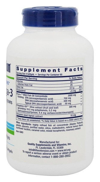 Life Extension Super Omega-3 EPA/DHA with Sesame Lignans & Olive Fruit Extract, 240 Softgels