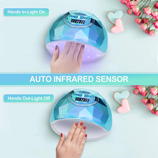 Skymore Green 86W UV LED Nail Lamp, Professional Nail Dryer with 4 Timer Setting, Portable Curing Lamp for Gel Nail Polish, Automatic Sensor & LCD Display, Manicure Pedicure Tools for Home Salon