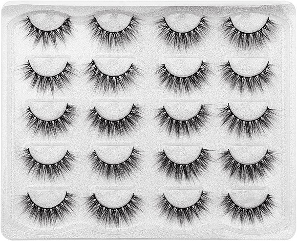 Smilart Lashes False Eyelashes Wispy Natural Cat Eye Lashes Crossed Faux Mink Lashes Fake Eyelashes Soft 3D Fluffy Light Volume Reusable Eyelash Extensions 10 Pairs Pack (11-14mm)