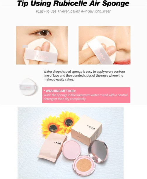 SoltreeBundle Korea Base Make UP & Tone UP Daily Sun Cushion Foundation Set (Cushion + Refill 1pcs) SPF50+ PA++++ (#21 Light Beige)